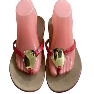 Vionic Raysa Red Leather Sandal Flip Flop Women's US sizes  8.5 Pre‎ Owned